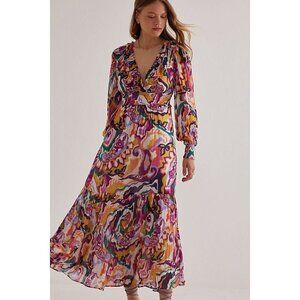NWT Anthropologie The Odetta Ruffled Maxi Dress XXS V-Neck $198 Long Sleeve